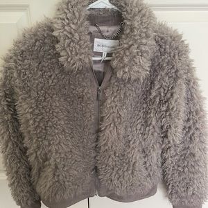 BCBG Fur Zipper Bomber Jacket